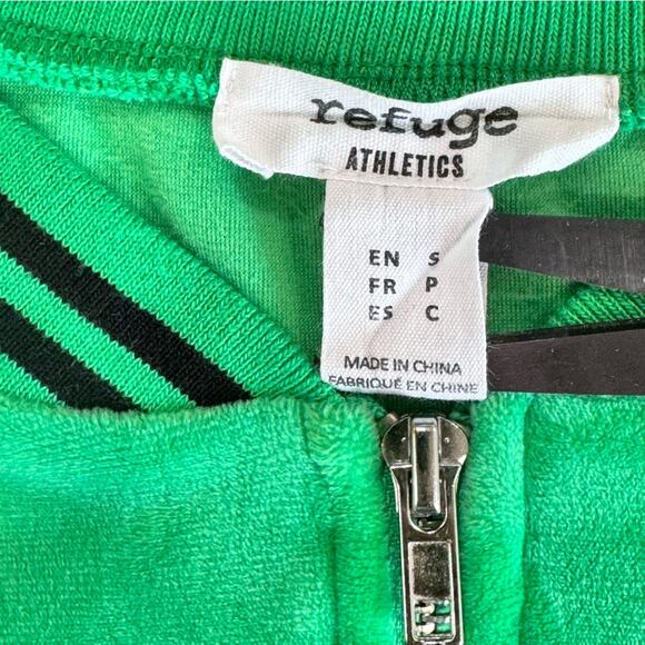 Y2K 1999 Velour Crop Refuge Athletics Jersey Zipper Jacket Small - Picture 6 of 13